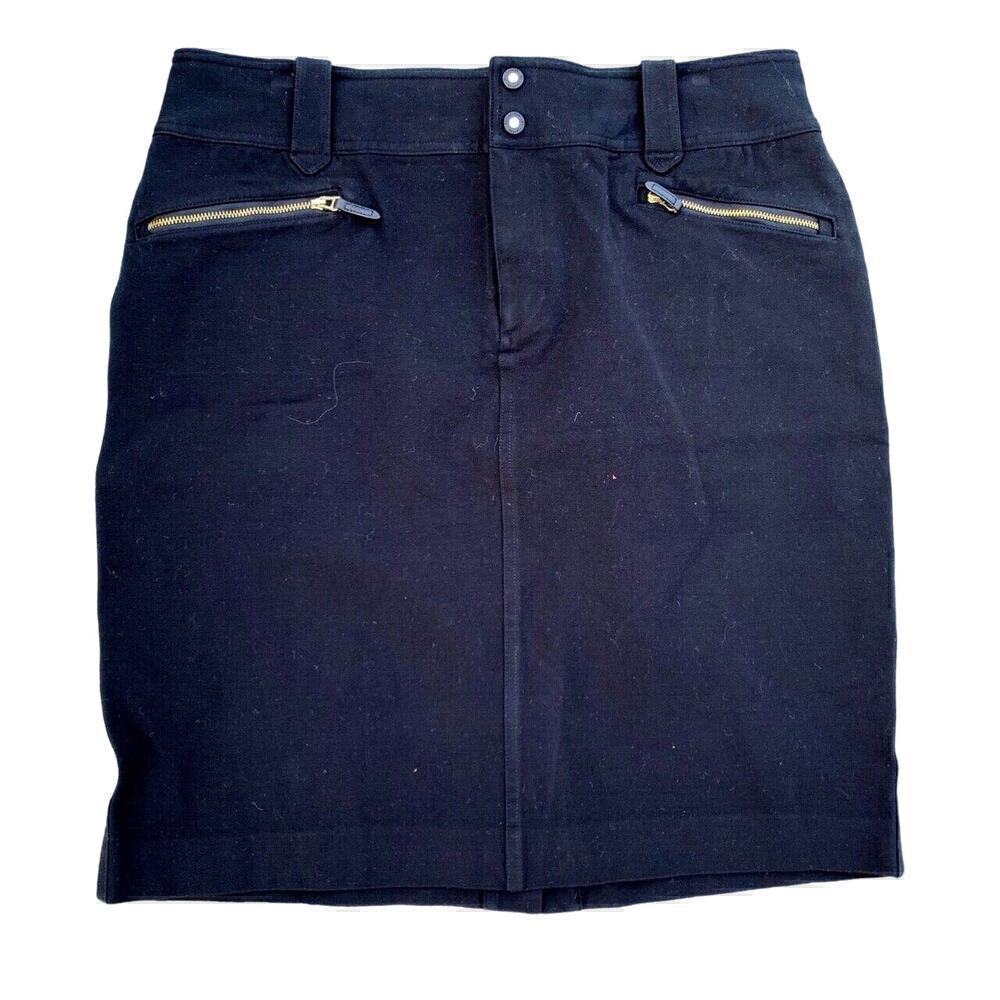 LAUREN Ralph Lauren Womens 14 Black Skirt Stretch Cotton Above the Knee Bodycon